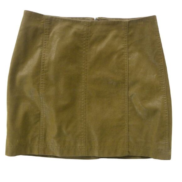 Free People Modern Femme Vegan Faux Suede Leather Mini Skirt Brown - Picture 8 of 9